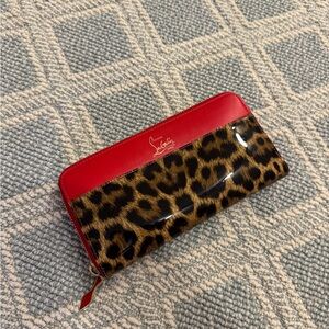 Christian Louboutin Red and Leopard Print Wallet